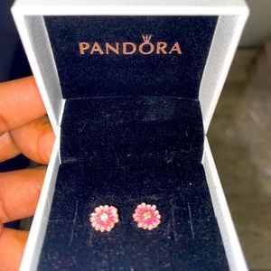 Pandora Pink Daisy Flower Earrings